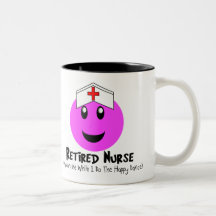 Retired Nurse Gifts "Happy Dance Pink Smiley" Mugs