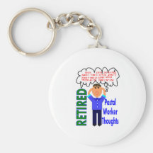 Retired Postal Worker "Thoughts" Funny Zip codes Keychain