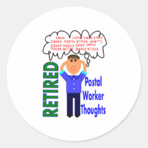 Retired Postal Worker "Thoughts" Funny Zip codes Stickers