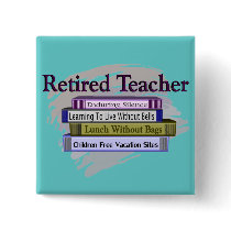 Retired Teacher "Funny Stack of Books" Design Pins