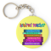 Retired Teacher Gifts Stack of Books Design Keychains