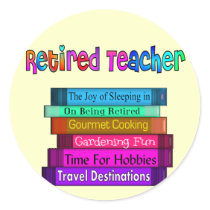 Retired Teacher Gifts Stack of Books Design Stickers