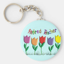 Retired Teacher Tulips Design Gifts Keychain
