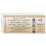 Retirement Party Invitation Goldtone Ticket
