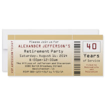 Retirement Party Invitation Goldtone Ticket