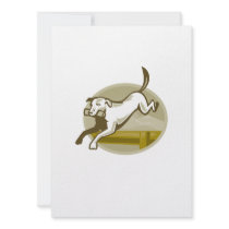 Retriever Dog Training Jumping Hurdle Retro Invitation