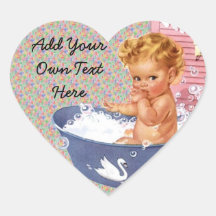 Retro 1940s Baby Heart Sticker