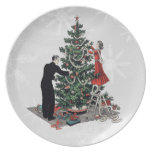 Retro 1940s Christmas Tree Plates