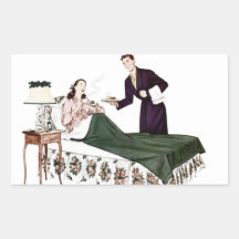 Retro 1940s Couple Rectangular Sticker