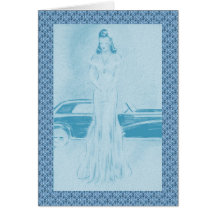 Retro 1940s Woman & Car Cards