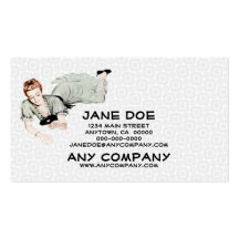 Retro 1940s Woman Looking in a Mirror Business Card Template