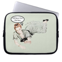 Retro 1940s Woman Looking in a Mirror Computer Sleeve
