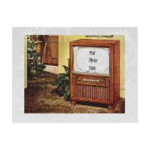 Retro 1950s Christmas TV Post Card