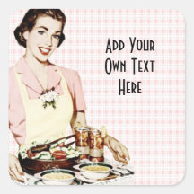 Retro 1950s Woman with Lunch Tray Sticker