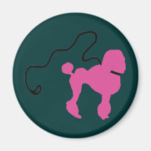 Retro 50's Felt Pink Poodle & Leash Fridge Magnet