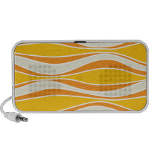 Retro 60ies orange wave pattern mp3 speakers