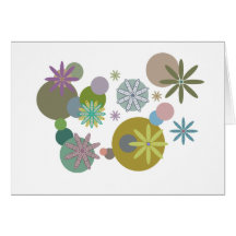 Retro 60s Flowers & Dots Greeting Card