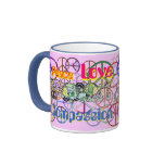 Retro 60's Peace Signs GalorePeace Love Compassion Coffee Mug