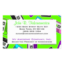 Retro 80's Mixtape Print - Lime Green Business Card Template