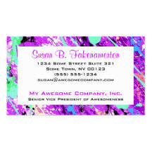 Retro 80's Paint Splatter - Purple Business Card Template