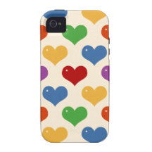 Retro 80s rainbow multi bubble hearts pattern case iPhone 4 cover