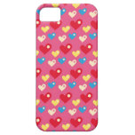 Retro 80s rainbow pink multi bubble hearts pattern