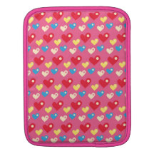 Retro 80s rainbow pink multi bubble hearts pattern iPad sleeve
