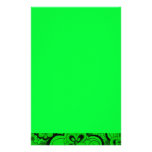 Retro Abstract Flowers Emerald Green Stationery