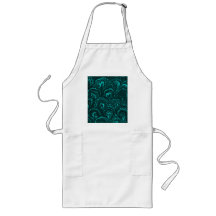 Retro Abstract Swirls Teal Turquoise Apron