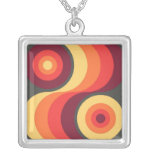 Retro Abstract Wavy Rainbow Squares Abstract Art Pendant