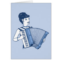 Retro Accordion Lady Greeting Cards