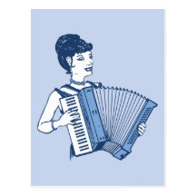 Retro Accordion Lady Post Cards