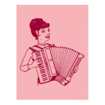 Retro Accordion Lady Post Cards