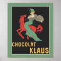Retro ad Chocolat Klaus (green border) posters