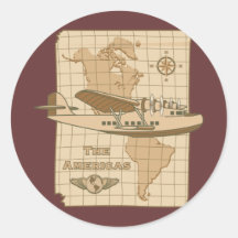 Retro Airplane Round Stickers