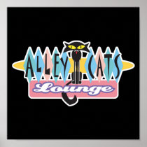 retro alley cats lounge sign poster