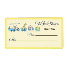 Retro Animal Train Bookplate Personalized Shipping Labels