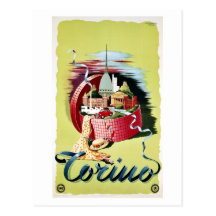 Rétro annonce italienne vintage de voyage de Turin Cartes Postales