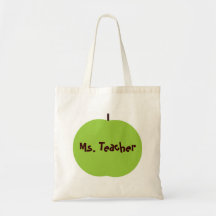 Retro Apple Persoanlized Teacher Gifts Canvas Bags