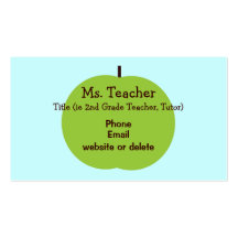 Retro Apple Teacher Business Card