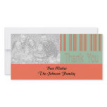 Retro aqua and orange stipes photo cards