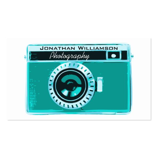 Retro Aqua Camera Photography Business Cards