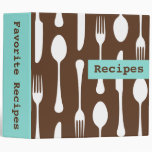 Retro aqua white and brown kitchen recipe binder