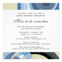 Retro Art Deco Jazz Vintage Blue Boy Baby Shower Personalized Invitations