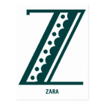 Retro art deco Mexican style letter monogram Z Post Card