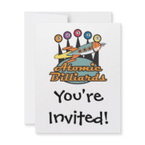 retro atomic billiards sign custom invitations