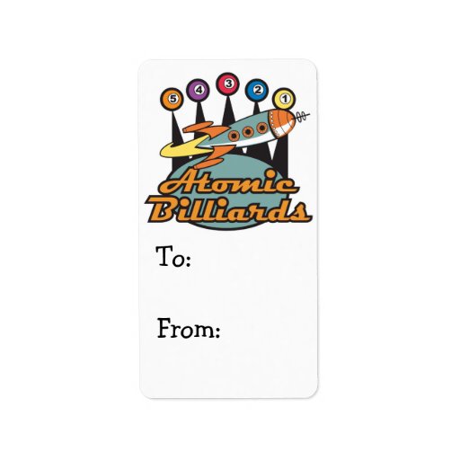 retro atomic billiards sign labels