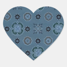 Rétro autocollant bleu de coeur