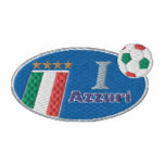 Retro Azzurri Blue logo with Italian flag Embroidered Hoody