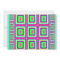 Retro baby blue pink and yellow squares